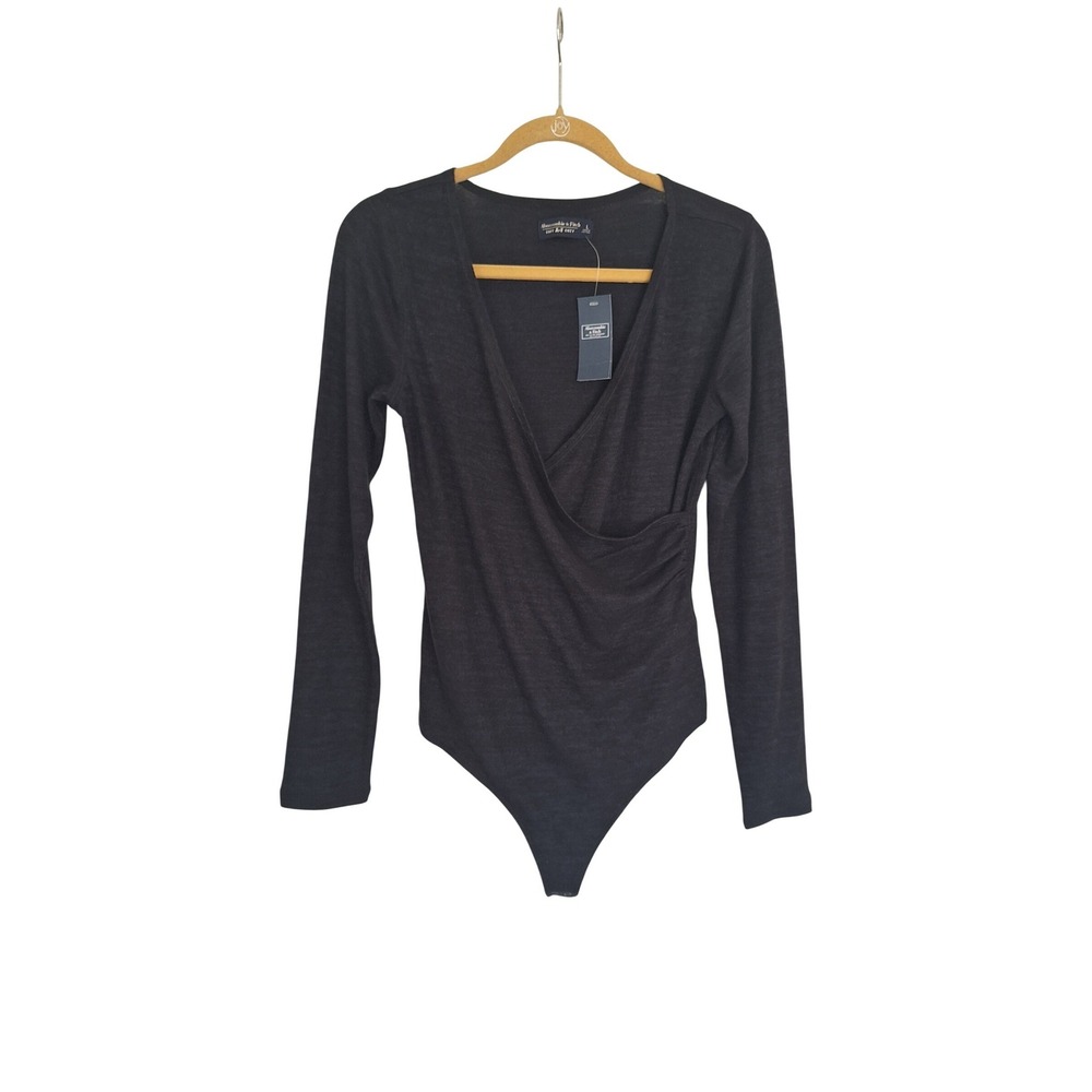 NWT Abercrombie & Fitch Viscose Knit Bodysuit Top Long Sleeve L